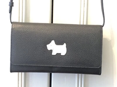Borsa a tracolla o portafoglio Radley in pelle nera Loyal Radley telefono con cinturino NUOVO CON ETICHETTE - Immagine 1 di 4