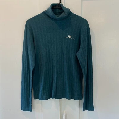 Vtg Polo Ralph Lauren 90s Cotton L/S Turtle Neck Shirt Sweater Logo Spellout M - Image 1 of 4