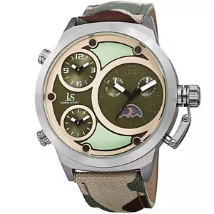 Herren Joshua & Sons JX131GN Triple Time Zone Mondphase Quarz Tarnuhr - Bild 1 von 7