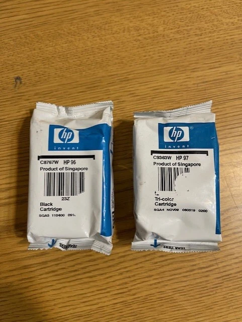 NUEVO HP 96 NEGRO Y 97 CARTUCHOS DE TINTA TRICOLOR GENUINOS OEM SELLADOS SIN CAJA Foto 1 de 1