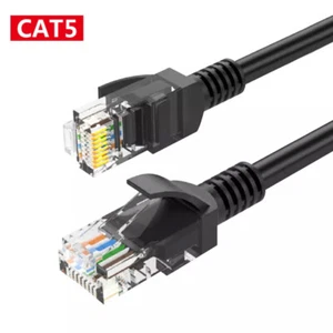 CAT 5 Ethernet Cable RJ45 Cat5E Network Internet LAN Patch Lead Cord Black Lot - Afbeelding 1 van 7