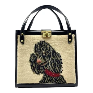 Bolso de Mano Vintage 40s 50 Años 50 Grande Cuero Lana Cuero Con Aguja Caniche Bolso Cartera Nuevo de Edición - Imagen 1 de 18