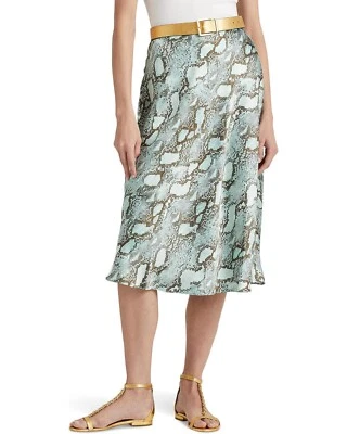 Saia Lauren Ralph Lauren Feminina Estampa de Pele de Cobra Cetim Charmeuse Linha A Tam.8 - Imagem 1 de 4