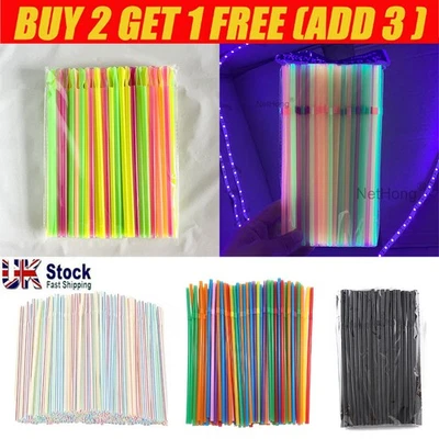 500X Straws Plastic Bendy Colourful Straws Birthday Wedding Summer Party Drink~ - Image 1 of 4
