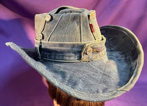 Levis Cowboy Hat size 7 or M handmade blue jean 501 - Picture 1 of 10