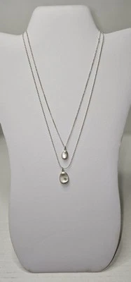 Collar gota estación de peltre vintage tono plateado metal abejas melíferas 18" Foto 1 de 4