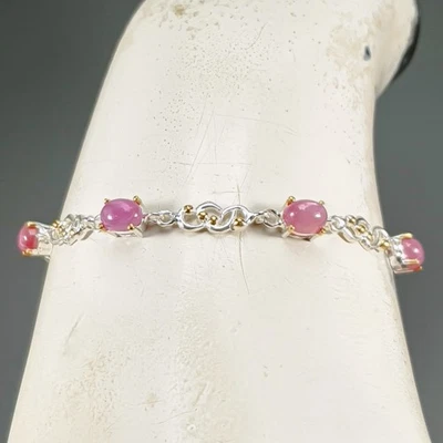 Handmade  Ruby Bracelet 925 Sterling Silver 7"/BR13656 - Image 1 of 4