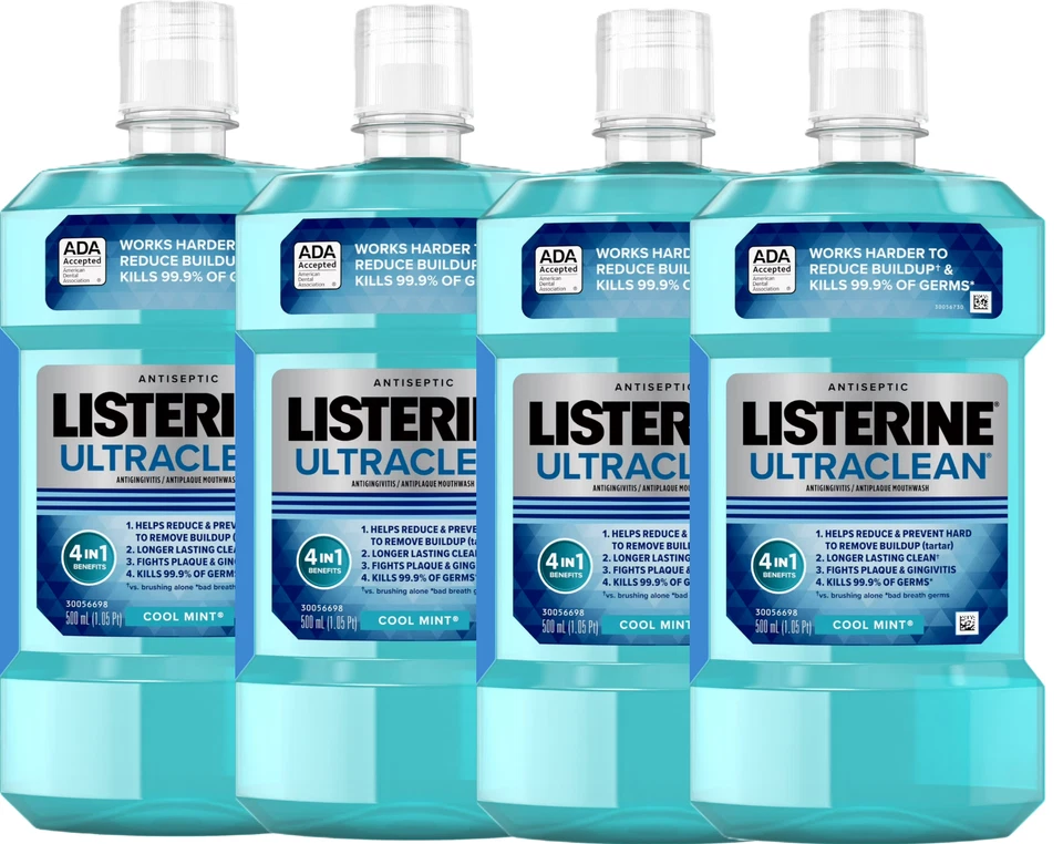 Listerine Ultraclean Antiseptic Mouthwash Cool Mint 500mL Oral Care (Pack of 4) - Image 1 of 1