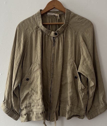 Isabel Marant Etoile Linen Cropped Bomber Style Zip Up Jacket Size 38