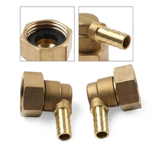 Messing Schlauchtülle Winkelstück 8mm x G1/2 Innengewindemutter Rohrverbinder - Picture 1 of 11