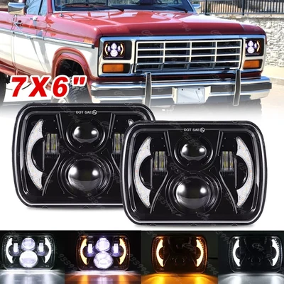Par de faros LED 5x7"7x6" para Ford F150 F250 F350 Ranger 1976-1986 haz alto/bajo Foto 1 de 4