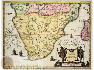 South Africa Map 1695 – Aethiopia Inferior Monomotapa Merian Janssonius - Picture 1 of 7