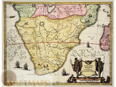 South Africa Map 1695 – Aethiopia Inferior Monomotapa Merian Janssonius - Image 1 of 4