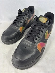Nike Air Force 1 ‘07 LV8 Shoes Black Misplaced Swoosh Black Ck7214-001 Sz 13 - Picture 1 of 14