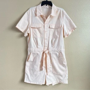 Levis Size XL Light Pink Short Sleeve Button Down Front Soft Surplus Romper FLAW - Imagen 1 de 9