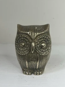 Vintage Brass Owl Figurine Ornament Book Decor Wise Old Owl University Gift - Picture 1 of 6