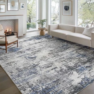 Area Rug Living Room Washable Rugs: 8x10 Modern Neutral Abstract Low Pile Non... - Picture 1 of 9