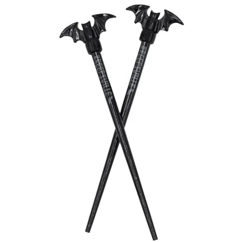 kreepsville 666 Gothic Black Bat Hair Sticks Vampire Accessory - Image 1 of 1