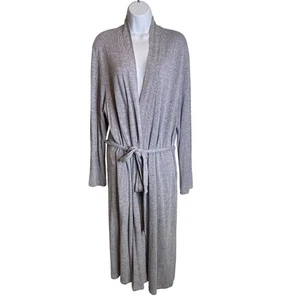 Bata larga de punto jaspeado gris para mujer Natori talla L ropa de estar acogedora suave cómoda - Imagen 1 de 12