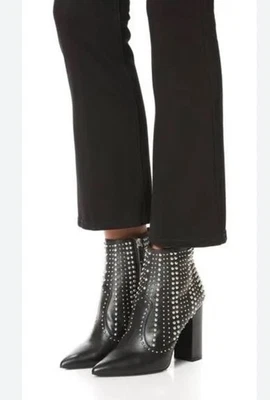 Botines IRO de cuero negro para mujer talla 38 7,5 punta puntiaguda botines con tachuelas Moto Foto 1 de 4