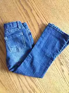 Girls Distressed Star Ride Jeans with Bling - Size 5 - Picture 1 of 3