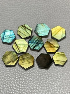 Hexágono ambos lados parte posterior plana multi labradorita 8x8 mm a 15x15 mm piedras preciosas sueltas - Imagen 1 de 6