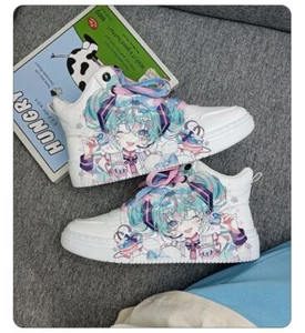 Miku Hatsune Anime Sneaker Freizeitschuhe Sportschuhe Schnürer Schuhe Shoes PU - Picture 1 of 13