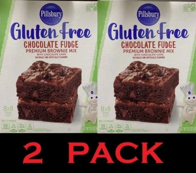 Pillsbury SIN GLUTEN Chocolate Chip Fudge Brownie Mezcla 15.5 OZ Caja - PAQUETE DE 2 Foto 1 de 4