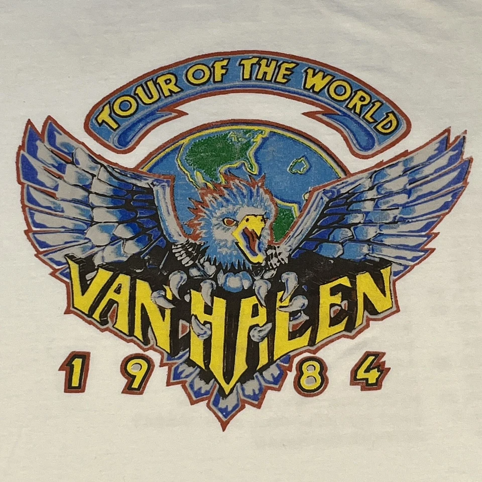 Van Halen Tour of the World 1984 Band Tee Size Large Repop White Eagle Graphic - Image 1 of 4