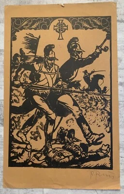 Scène de Guerre Soldat Guerrier Empire Napoléon baïonnette Bataille Blason Mort - Photo 1/4