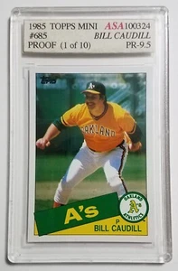 Bill Caudill 1985 Topps Mini Blank Back Proof #685 Test Issue ASA PR 9.5 A's - Picture 1 of 2