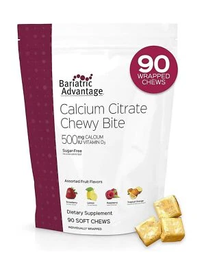 Ventaja bariátrica citrato de calcio bocados masticables 500 mg con vitamina D3 para barra... Foto 1 de 4