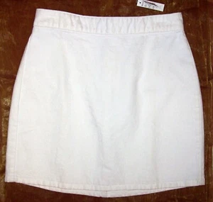 NWT Madewell White Denim Mini Skirt 25 High Waist Zip A-Line Straight NF953 NEW - Picture 1 of 11
