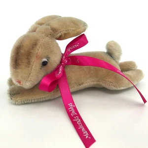 Hermann Bunny Rabbit lying Mohair Plush 1960s 14cm 5.5in long no ID Vtg Easter - Picture 1 of 11