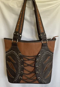 Quality Western Vest Leather Silver Studs Chains Handbag Corset Purse Cowgirl - Bild 1 von 13