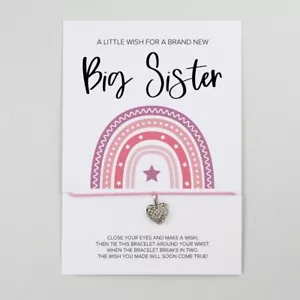 New Big Sister Wish Bracelet Card | Gift for Brand New Big Sister | Tibetan Wish - Picture 1 of 12