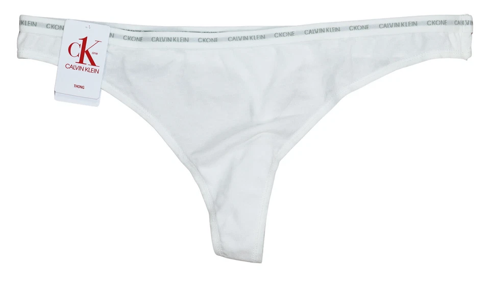 Calvin Klein CK One Singles Thong Underwear Women's XL White Elastic Waist Logo