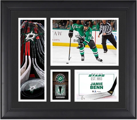 Jamie Benn Dallas Stars Framed 15x17 Collage w/a Piece of GU Puck Cover