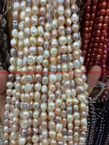 New 8-9mm White+Pink+Purple Baroque Freshwater Pearl Loose Beads 15" Strand - Picture 1 of 12