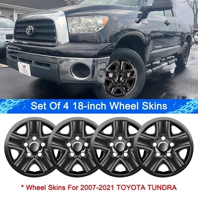 Glossy Black Wheel Skins for TOYOTA TUNDRA 2007-2021; 18 inch Wheel Covers Foto 1 de 4