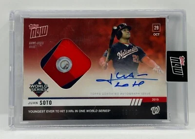 JUAN SOTO World Series Signed Relic 2019 Topps Now 1068D RED 09/10 Auto MLB Holo - Image 1 of 3