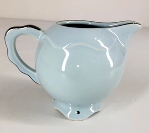 Vtg K&G Luneville French Made Blue Porcelain Creamer w/ Silver Trim Handle - Picture 1 of 12