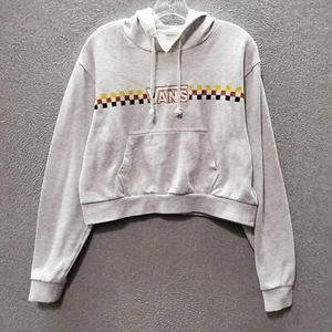 Vans Women Sweatshirt Small Gray Cropped Hoodie Logo Skate Embroidered READ - Picture 1 of 8