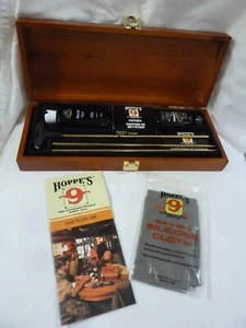HOPPE'S 9 GUN CLEANING KIT W/REDHEAD SUPPLIES & WOOD STORAGE CASE - Picture 1 of 6