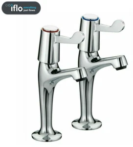 Iflo Chrome Plated Lever Kitchen Sink Taps Pair - Picture 1 of 11