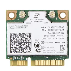 Scheda wireless Intel 7260HMW BN 802.11N Bluetooth 4.0 Mini PCI-E Wi-Fi 300M - Foto 1 di 1