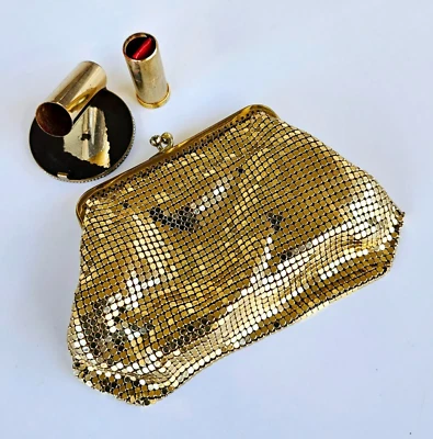 Vintage 1940s Germany Gold Mesh Purse & Lipstick Box 111 - Image 1 of 4
