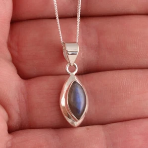 Deslumbrante Piedra Labradorita 925 Plata de Ley Hecho a Mano con Colgante Con - Imagen 1 de 6