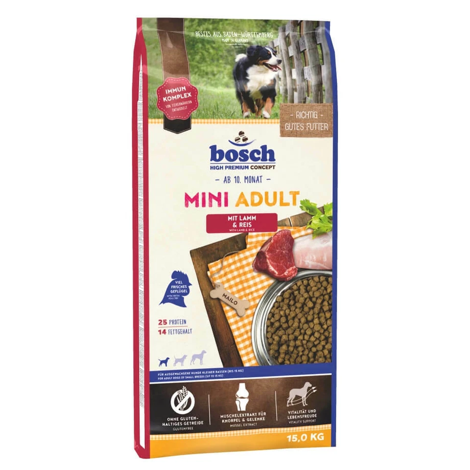 Bosch Hunde Trockenfutter Hundefutter Mini Adult Lamm + Reis 15kg - Bild 1 von 1
