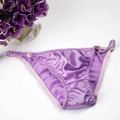 8 Pairs 100% Silk Bikinis Mens Underwear Womens Panties Beach Shiny Oil Knickers - Image 1 of 4
